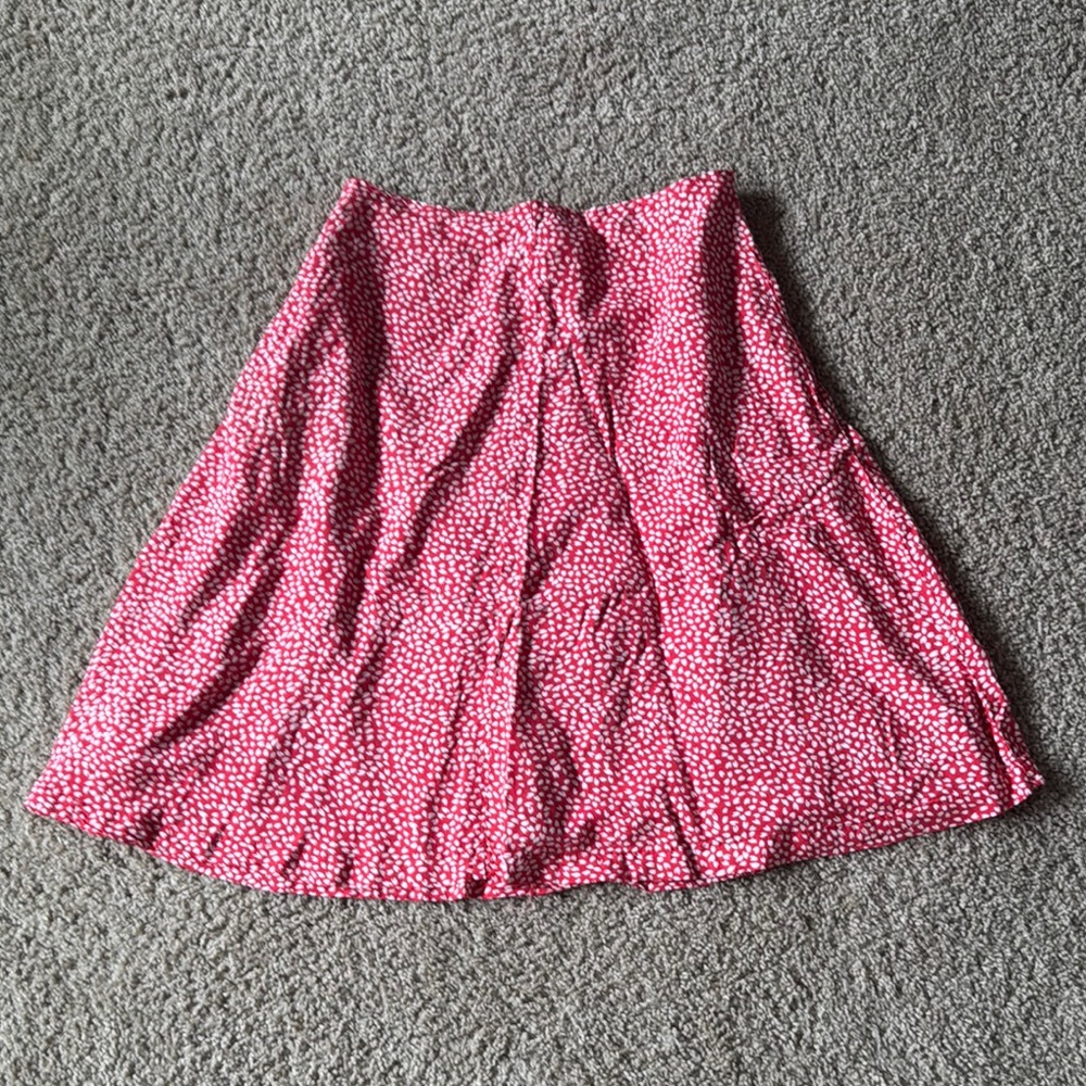 DownEast Pink and White A-Line Pleated Skirt